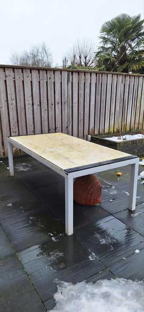 Marmeren tuintafel, Tuin en Terras, Tuintafels, Gebruikt, Rechthoekig, Metaal, Ophalen of Verzenden
