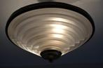 Unieke Art-Deco / Bauhaus lamp met persglazen getrapte kap, Huis en Inrichting, Lampen | Plafondlampen, Ophalen of Verzenden, Gebruikt