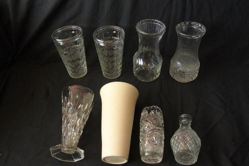 Vaas glas doorzichtig retro vintage antiek sixties seventies, Huis en Inrichting, Woonaccessoires | Vazen, Zo goed als nieuw, Overige kleuren