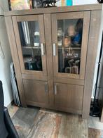 2 Eikenhouten Vitrinekasten - Bruin Grijs, Huis en Inrichting, Kasten | Dressoirs, Gebruikt, 100 tot 150 cm, Eikenhout, Ophalen of Verzenden
