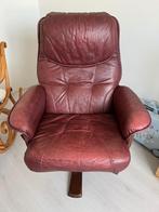 Leren stoel met flex rug, Huis en Inrichting, Ophalen, Gebruikt, Bruin, Hout