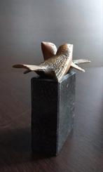 Art Deco Beeld Bronzen Vogels op Zwarte Granieten Sokkel, Antiek en Kunst, Ophalen of Verzenden