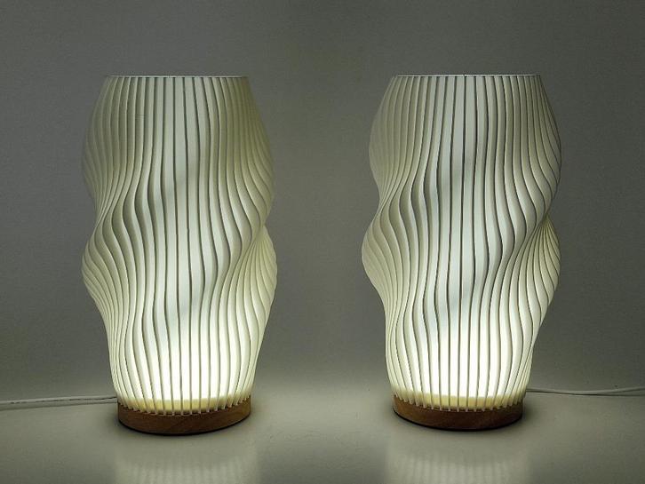 tafellampen set "Swirl" led, Huis en Inrichting, Lampen | Tafellampen, Zo goed als nieuw, Minder dan 50 cm, Hout, Kunststof, Overige materialen