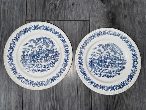 2 blauw aardewerk borden, Antiek en Kunst, Antiek | Wandborden en Tegels, Verzenden