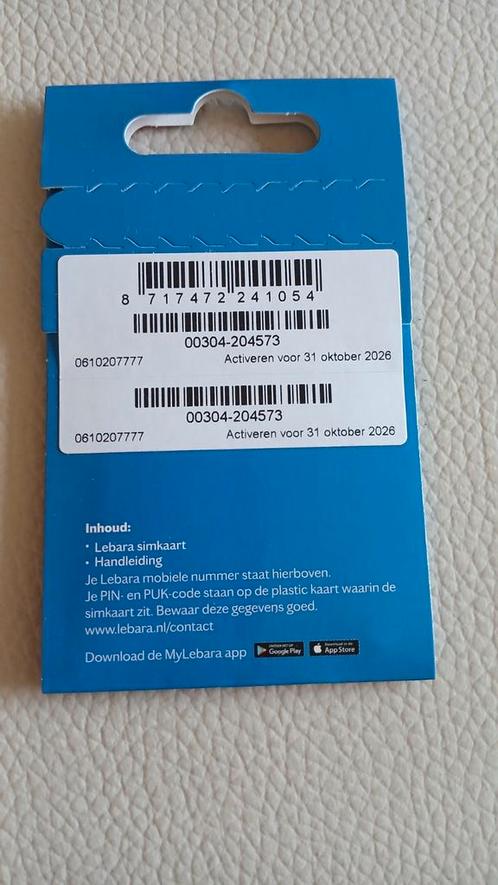 MOOI NUMMER LEBARA PREPAID SIMKAART 06-1020-7777, Telecommunicatie, Prepaidkaarten en Simkaarten, Nieuw, KPN, Ophalen of Verzenden