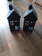 Zwarte  stenen waxinelicht  huisjes  2 stuks, Ophalen of Verzenden, Nieuw, Overige materialen, Minder dan 25 cm