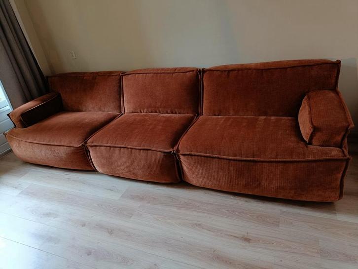 Modulaire Bank Candy - Zitmaxx Wonen - Velvet Oranje, Huis en Inrichting, Banken | Bankstellen, Zo goed als nieuw, Rechte bank