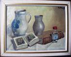 Kruiken en boeken ~ jaren '50 - A. v. Rooy - doek - gelijst, Ophalen of Verzenden
