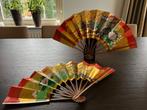 2 Bamboe vintage vouw waaiers origineel Mitsukoshi, Japan, Huis en Inrichting, Woonaccessoires | Wanddecoraties, Ophalen of Verzenden