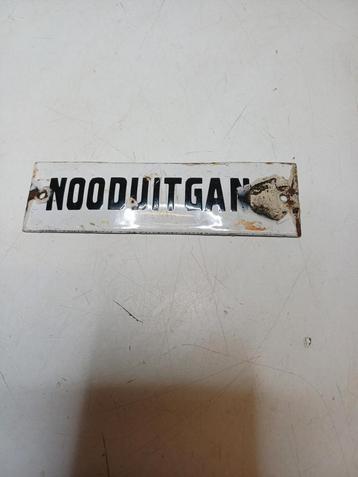 Antiek emaille bord Nooduitgang  beschikbaar voor biedingen