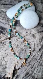 Nieuwe damesketting van verschillende edelstenen & zeester h, Met edelsteen, Nieuw, Ophalen of Verzenden, Steen of Mineraal