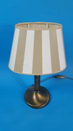 Brocante tafellamp, bronzen voet, gestreepte kap. S4, Tweedehands verkoop, Tweedehands verkoop, Gebruikt, Ophalen of Verzenden