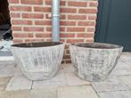 2 betonlook bloempotten, Tuin en Terras, Bloembakken en Plantenbakken, Ophalen, Kunststof, Minder dan 30 cm, Rond