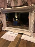 Brocante spiegel met wit kalk uiterlijk - Puntgaaf!, Ophalen, Zo goed als nieuw, Minder dan 100 cm, Rechthoekig