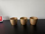 3 planten potjes goud - 11,5cm, Tuin en Terras, Bloempotten, Rond, Ophalen of Verzenden, Zo goed als nieuw, Aardewerk