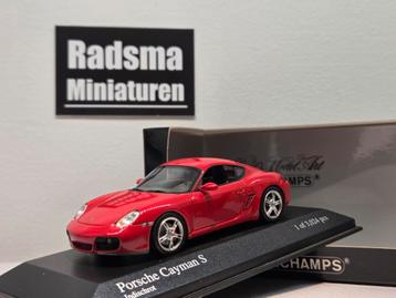 Porsche Cayman S 2005 - Indischrot - 1:43 Minichamps beschikbaar voor biedingen