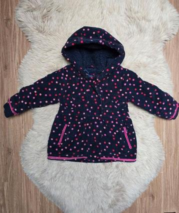 Winterjas dikke jas meisje blauw met dotjes met capuchon 74 beschikbaar voor biedingen