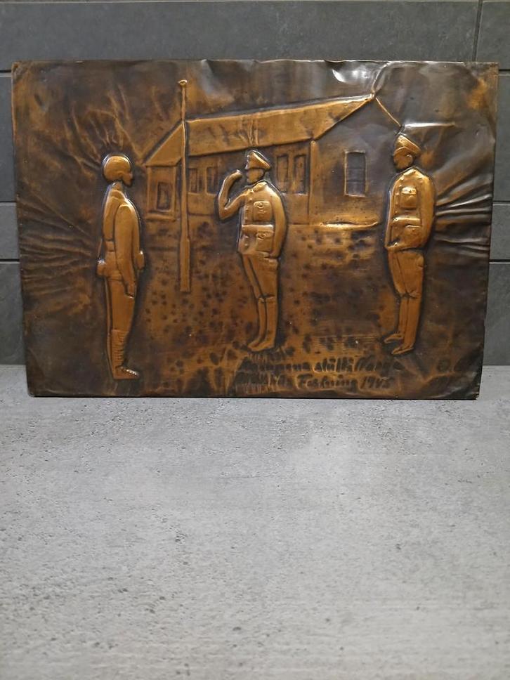 WW2 koperen plaquete,  Noorwegen 1945., Verzamelen, Militaria | Tweede Wereldoorlog, Overige typen, Nederland, Ophalen of Verzenden