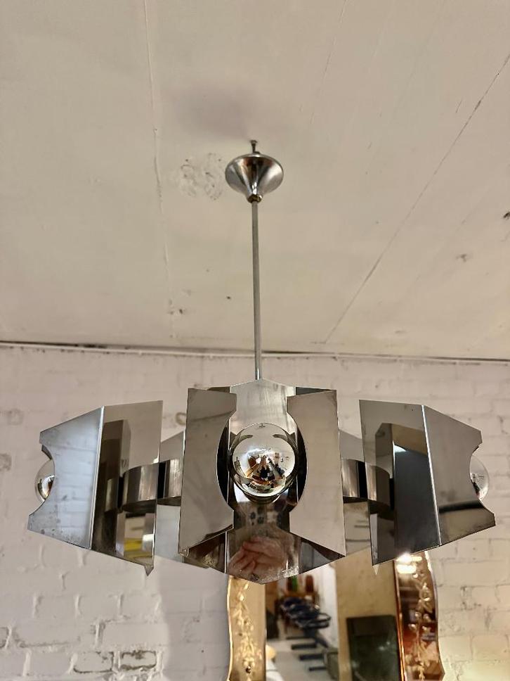 SALE: vintage design hanglamp, space age luster Italiaans, Huis en Inrichting, Lampen | Hanglampen, Gebruikt, 50 tot 75 cm, Metaal