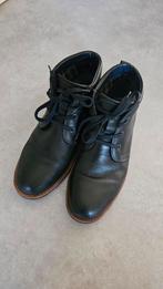 Zwarte, leren, hoge herenschoenen maat 45, Ophalen of Verzenden, Zwart