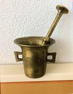 Mooie, oude vijzel met stamper, koper/messing/brons.., Antiek en Kunst, Antiek | Koper en Brons, Ophalen