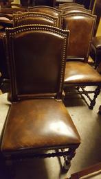 Klassiek noten eetkamer stoelen leder, Antiek en Kunst, Ophalen
