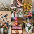 Cadeau Tip Zijden bloemen Schilderijen Vazen handbeschilderd, Ophalen of Verzenden, Nieuw