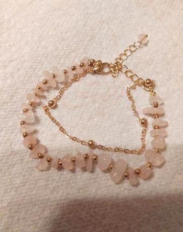 2x Goudkleurig Rozenkwarts armbandjes. beschikbaar voor biedingen