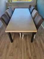 Eettafel en 6 stoelen, Huis en Inrichting, Tafels | Eettafels, Ophalen, Gebruikt, 200 cm of meer, 50 tot 100 cm