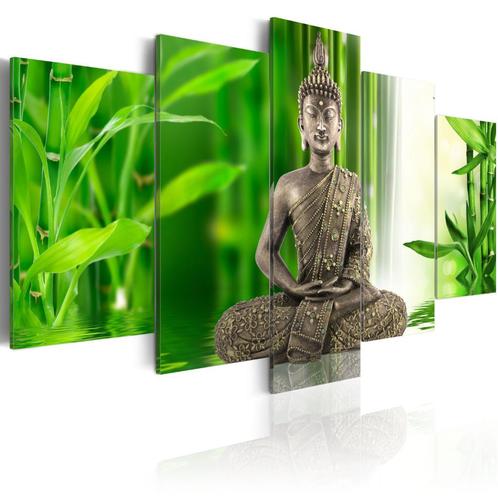 913 Buddha Bamboe 5 Luik Canvas Schilderij 200x100cm XXL, Huis en Inrichting, Woonaccessoires | Schilderijen, Tekeningen en Foto's