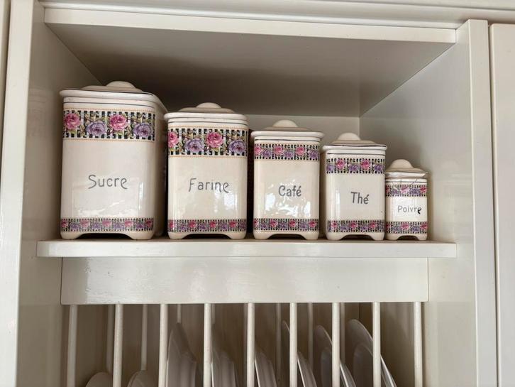 Brocante set voorraad potten uit Frankrijk,wit/rose, Antiek en Kunst, Curiosa en Brocante, Ophalen of Verzenden