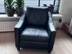 Fauteuil, zwart leer, gratis af te halen, Ophalen, Gebruikt, 75 tot 100 cm, Leer