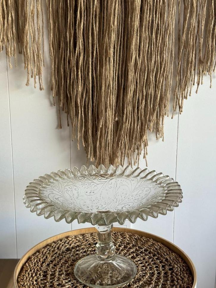 vintage glazen fruitschaal, Huis en Inrichting, Woonaccessoires | Schalen en Manden, Zo goed als nieuw, Schaal, Rond, Glas, Ophalen of Verzenden