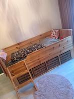 Steigerhout bed, Ophalen, 85 tot 100 cm, Zo goed als nieuw, Lattenbodem