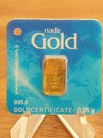 Nadir, 0.05 gram .995 goud in kaartje (1-10), Goud, Ophalen of Verzenden