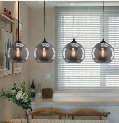 Nieuw Eettafel plafond lamp 4smoke bollen, Huis en Inrichting, Lampen | Hanglampen, Nieuw, 75 cm of meer, Glas, Metaal, Ophalen of Verzenden