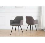 AANBIEDING! STOFFEN EETKAMERSTOELEN ANTRACIET, Ophalen of Verzenden, Nieuw, Grijs, Vijf, Zes of meer stoelen