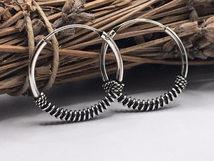 Creolen Oorbellen Hoops 25 mm / 925 Sterling Zilver, Sieraden, Tassen en Uiterlijk, Oorbellen, Nieuw, Zilver, Zilver, Ophalen of Verzenden