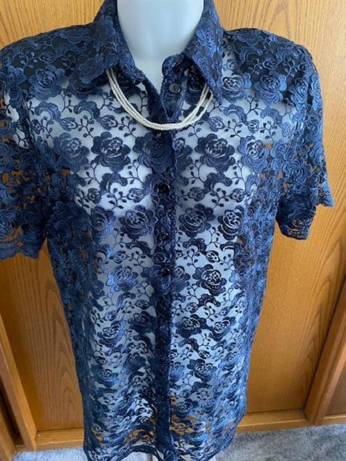 Vogelsang, donkerblauwe, langere kanten blouse maat 44, Kleding | Dames, Blouses en Tunieken, Zo goed als nieuw, Maat 42/44 (L)