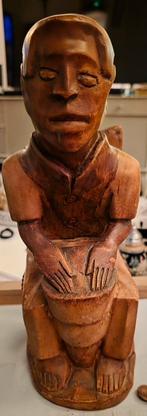 Houten Beeld van Man met Trommel, Antiek en Kunst, Ophalen of Verzenden