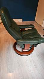 Stressless Relaxfauteuil Groen + Hocker, Huis en Inrichting, Ophalen, Minder dan 75 cm, Leer, 50 tot 75 cm