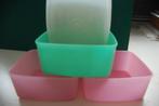 3 VIERKANTE BAKJES van TUPPERWARE, Huis en Inrichting, Ophalen of Verzenden, Zo goed als nieuw, Groen, Bus of Trommel