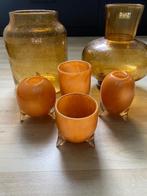Glazen vazen set DutZ, Huis en Inrichting, Ophalen, Geel, Minder dan 50 cm, Glas