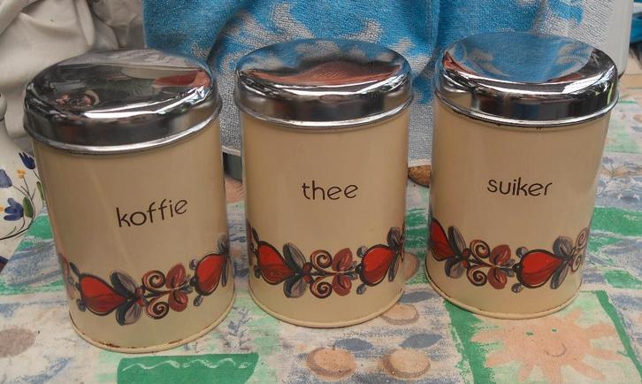 oude koffiebus/ theebus/ suikerbus/ Brabantia bussenset, Antiek en Kunst, Antiek | Keukenbenodigdheden, Ophalen of Verzenden