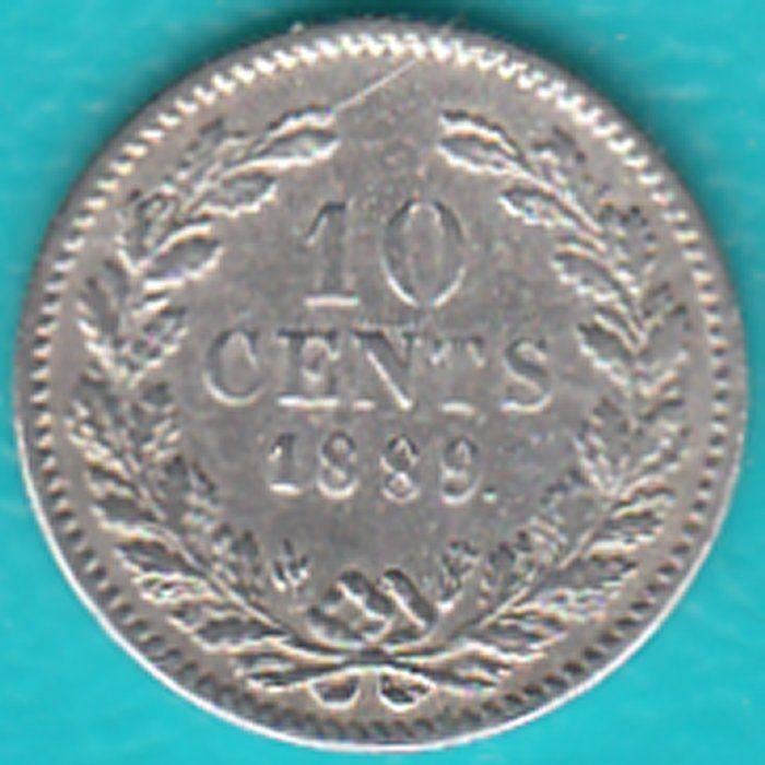 Nederland 10 cent 1889 Willem III zilver, Sch. 664, Postzegels en Munten, Munten | Nederland, Koning Willem III, Zilver, Ophalen of Verzenden