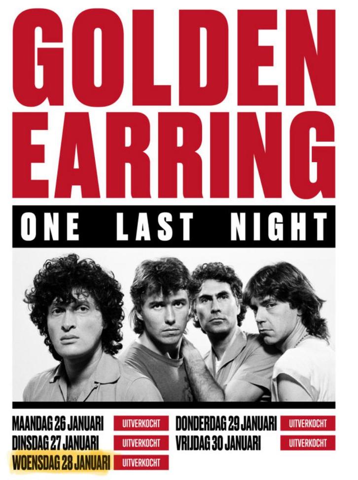 Golden Earring ticket woe 28 januari staanplaats 2-10 stuks, Tickets en Kaartjes, Concerten | Pop