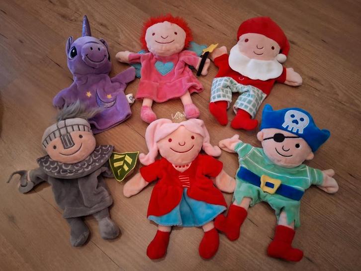 HEMA Handpoppen Poppenkast - 6 stuks!, Kinderen en Baby's, Speelgoed | Knuffels en Pluche, Zo goed als nieuw, Overige typen, Ophalen of Verzenden