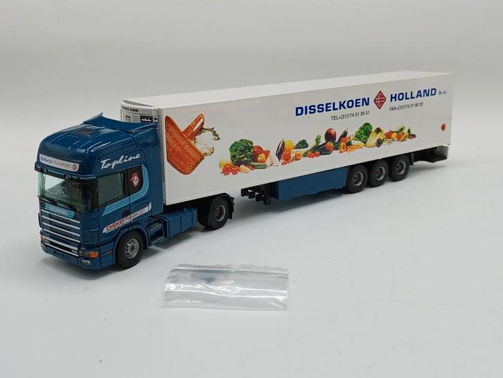 Tekno Scania r4 topline Disco Disselkoen, Hobby en Vrije tijd, Modelauto's | 1:50, Zo goed als nieuw, Bus of Vrachtwagen, Tekno