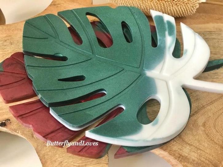 Uniek prachtige Monstera blad schaal onderzetter Epoxy Art, Huis en Inrichting, Woonaccessoires | Onderzetters, Nieuw, Overig