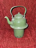 Vintage groene emaille theepot, Antiek en Kunst, Ophalen of Verzenden